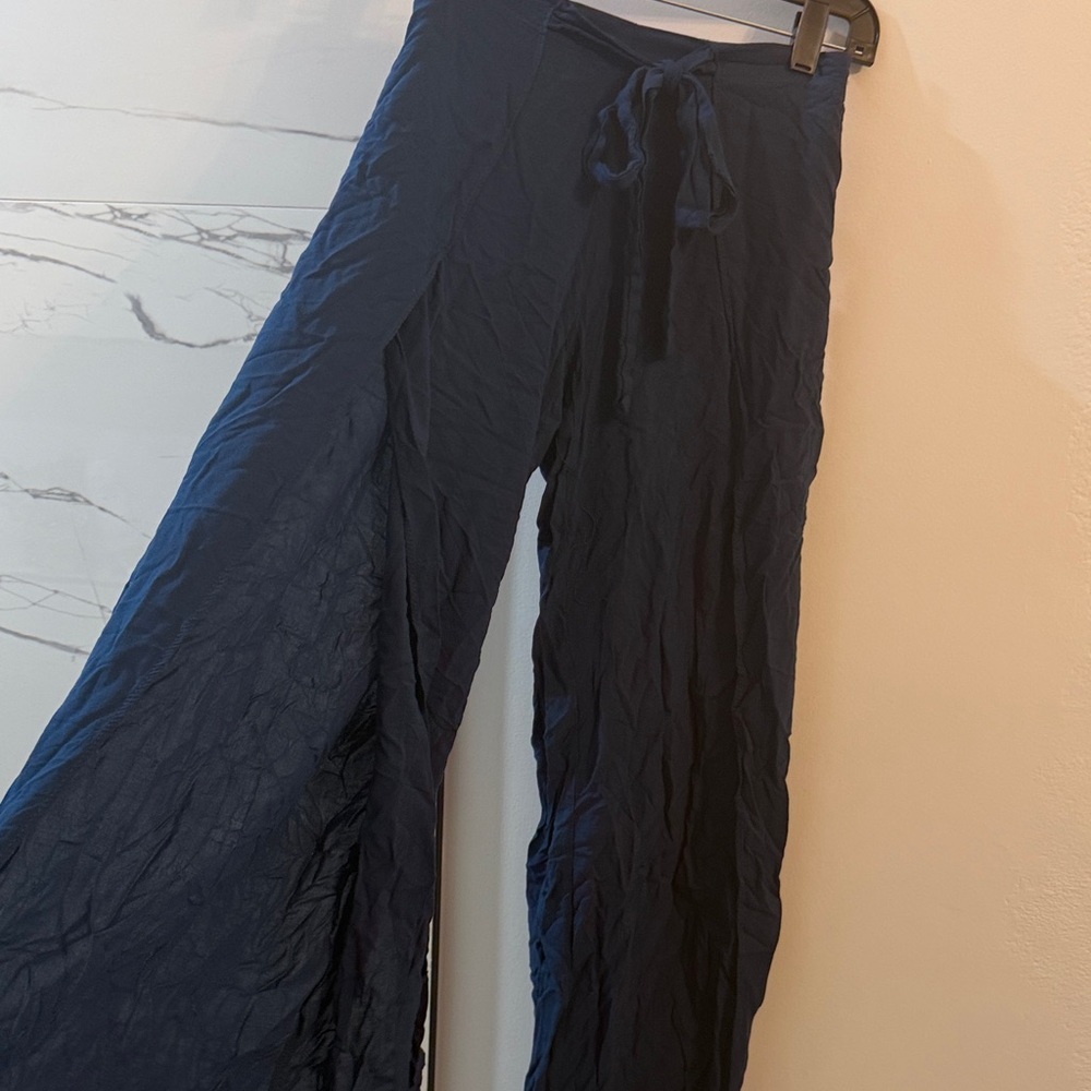 Navy Women's Slit Palazzo Pant